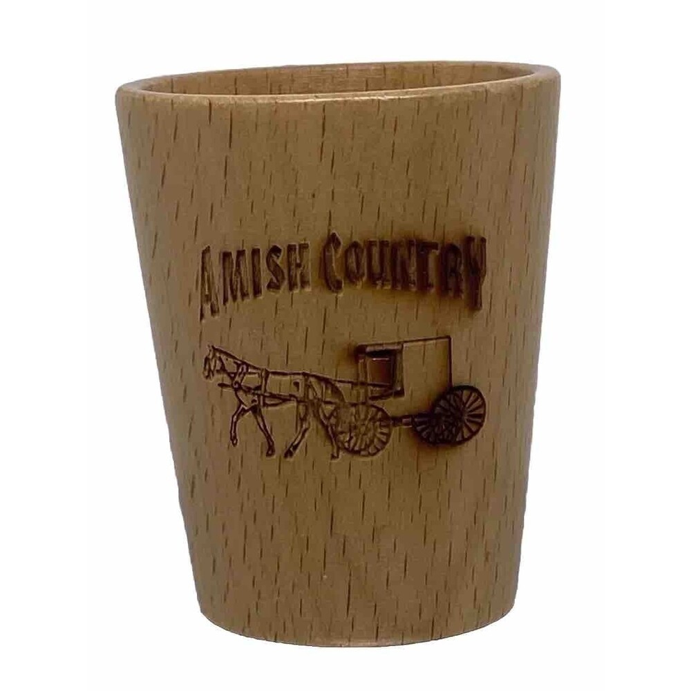 Amish Country shot glass Wooden New
